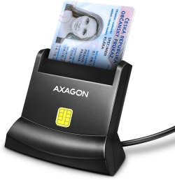 Картов четец AXAGON CRE-SM4N, USB-A, Smart ID, CCID, черен