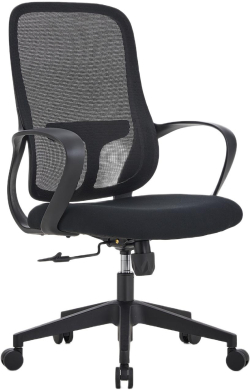 Работен стол RFG Mojito W, дамаска и меш, полиамидна основа, до 120 kg, черна облегалка, черна седалка