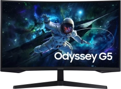 Монитор SAMSUNG Odyssey G5 G55C, 32'', VA QHD (2560х1440) 16:9, Извит, 165Hz, 1ms, 300 cd/m², HDR10, HDMI, DP