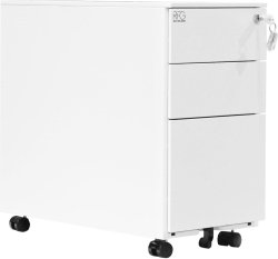 Контейнер RFG, метален, с три чекмеджета и ключ, 300 х 600 х 560 mm, бял