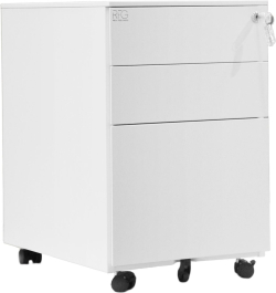 Контейнер RFG, метален, с три чекмеджета и ключ, 390 х 520 х 600 mm, бял