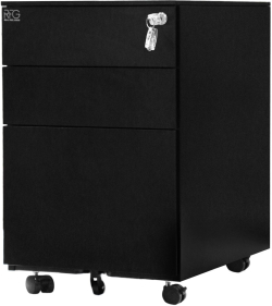  Контейнер RFG, метален, с три чекмеджета и ключ, 390 х 520 х 600 mm, черен