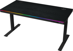 Бюро LORGAR DP80W, двоен моторизиран контрол на височината, безжично зарядно, RGB, USB портове, черен