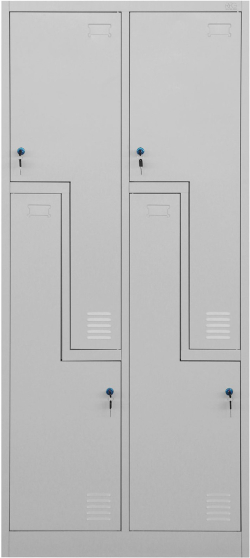 Гардероб RFG, двоен, метален, Z-образни врати, 800 х 450 х 1850 mm, сив