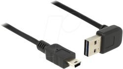 Кабел Delock EASY-USB-A 2.0 мъжко към USB Mini-B мъжко, 1m , черен