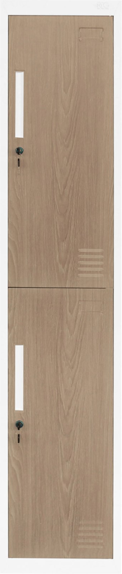 Гардероб RFG, единичен, метален, с две врати, 380 х 450 х 1850 mm, кехлибарен дъб и бяло