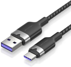 Vention Кабел USB 2.0 A Male to C Male 1.0M Black 6A Fast Charge - CTOBF