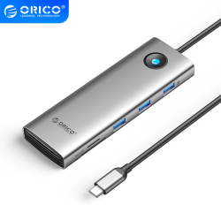 Orico докинг станция Docking Station Type-C - PW11-9P-GY-EP - HDMI x 1, VGA x 1, USB3.0 x 3, USB-C PD100W x 1, LAN x 1