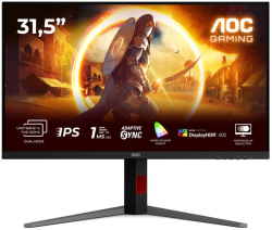 Монитор AOC U32G4U 31.5inch 4K UDH (3840x2160), 16:9 Fast IPS 160Hz, 2x HDMI, DisplayPort 1.4, USB HUB, Черен