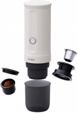 Кафемашина Outin Nano, преносима, за еспресо, 20 bar, 7500 mAh, USB Type-C, бял