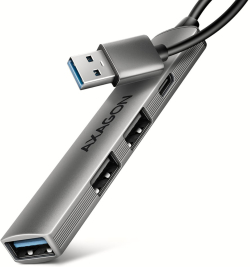 USB Хъб AXAGON HUE-STA, USB 3.2 Gen1, 3xUSB-A + 1xUSB-C, 5Gbps, алуминий, черен