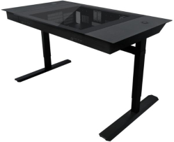 Бюро Lian Li DK07, 2в1, с врадена PC кутия, Middle Tower, ATX, закалено стъкло, dual‑system, черен