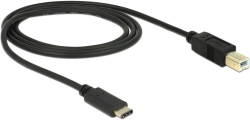 Кабел/адаптер Delock USB-C мъжко - USB-B мъжко, до 480 Mbps, 2м, USB 2.0, черен