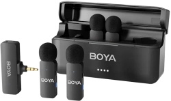 BOYA BY-V4 безжична микрофонна система, 4 микрофона, 2.4 GHz, 3.5 mm TRS, омнидиректен, черен