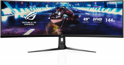 Монитор ASUS ROG STRIX - 49'' VA, 3840x1080, 32:9, 144Hz, 450cd/m, 3000:1, 4ms, 1x DisplayPort, 2x HDMI, 2x USB 3.2 Gen 1 Type-A, Черен