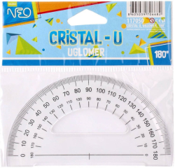 Транспортир Sazio Cristal-U, 180 градуса