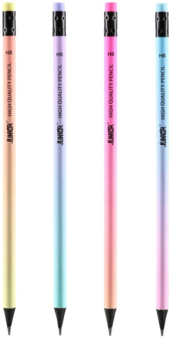 Молив Junior Evelyn, HB, с гума, пастелни цветове, асорти, 1 брой