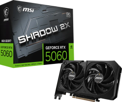 Видеокарта MSI Video Card NVIDIA GeForce RTX 5060 8G SHADOW 2X OC MAX, 8GB GDDR7, 128-bit, 2535 MHz Boost, 3x DP 2.1b, HDMI 2.1b