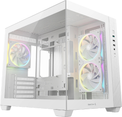 Кутия DeepCool CG330 3F WH - mATX, 3 ARGB Fans, 1x USB 3.0, 2x USB 2.0, 1х HD Audio, Бяла