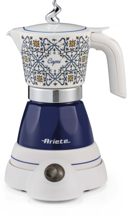 Електрическа Кафеварка Ariete 1358 Capri Moka Aroma, електрическа, за еспресо, 400 W, 4 чаши, бял/син