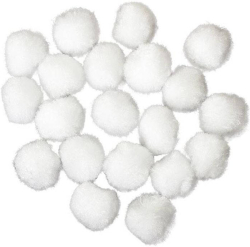  Помпони за декорация Junior, 20 mm, бели, 20 броя