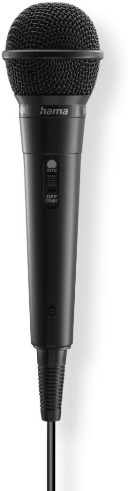 Микрофон Hama Party 46000, динамичен, 100 Hz–10 kHz, 600 Ω, 3.5 mm, черен