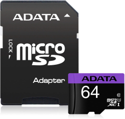 SD/флаш карта Adata - Premier, 64GB, MicroSD, Class10, с адаптер