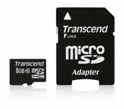SD/флаш карта Transcend 8GB micro SDHC (with adapter, Class 10)