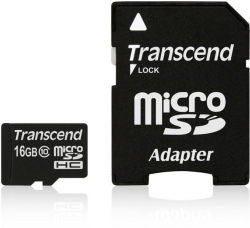 SD/флаш карта Transcend 16GB micro SDHC (with adapter, Class 10)