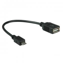 Кабел/адаптер VALUE 11.99.8311 :: USB кабел с адаптер, OTG, micro B-M - A-F, 0.15 м