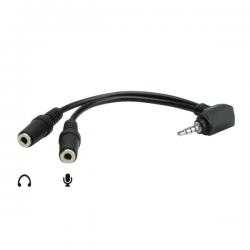 Кабел/адаптер ROLINE 11.09.4441 :: 3.5 mm Stereo Plug (speaker+microphone) 0.15 м