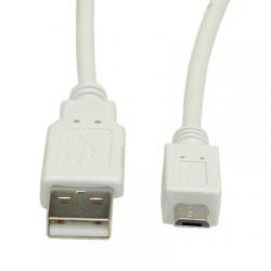 VALUE 11.99.8754 :: Кабел USB А-М - microB-M 0.8 м, бял