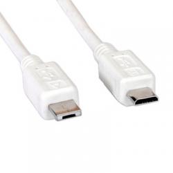 Кабел/адаптер VALUE 11.99.8753 :: USB 2.0 кабел, Micro A - Micro B, 1.8 м, бял цвят