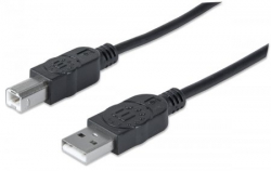 Кабел/адаптер MANHATTAN 333382 :: Кабел USB 2.0 A-B, 3.0 м, черен цвят