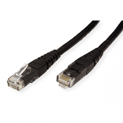 Медна пач корда ROLINE 21.15.1555 :: UTP Patch кабел, Cat. 6, 3.0 м, черен цвят, AWG26