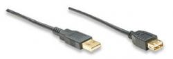 Кабел/адаптер MANHATTAN 390316 :: Кабел USB 2.0 A-A ext., 1.8 м, черен цвят
