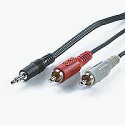 Кабел/адаптер VALUE 11.99.4345 :: 3.5 мм стерео M към 2x RCA M, 5.0 м, tin-plated, черен