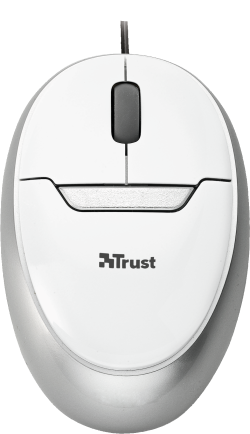 Мишка Trust 15489 :: Оптична мини-мишка, прибиращ се кабел, MI-2850SP, бяла