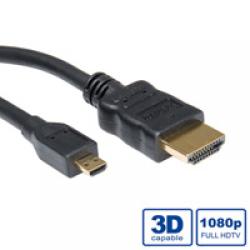Кабел/адаптер ROLINE 11.04.5581 :: HDMI кабел Type A M - HDMI Type D M, 2.0 м