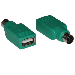 Кабел/адаптер VALUE 12.99.1072 :: Преходник за мишка, USB - PS-2, зелен