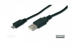 Кабел/адаптер ASSMANN AK-300110-030-S :: USB кабел, type A - micro B, M-M, 3.0 м, екраниран
