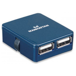 USB Хъб MANHATTAN 160605 :: Hi-Speed USB Micro хъб, 4 порта, син