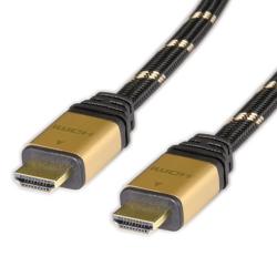 Кабел/адаптер Cable HDMI M-M, v1.4, 2m, Gold, Roline 11.04.5502