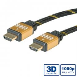 Кабел/адаптер Cable HDMI M-M, v1.4, 10m, Gold, Roline 11.04.5506