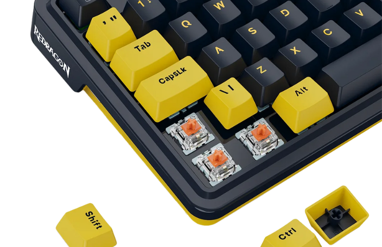 gaming-keyboard-redragon-elf-pbt-black-yellow-characteristics